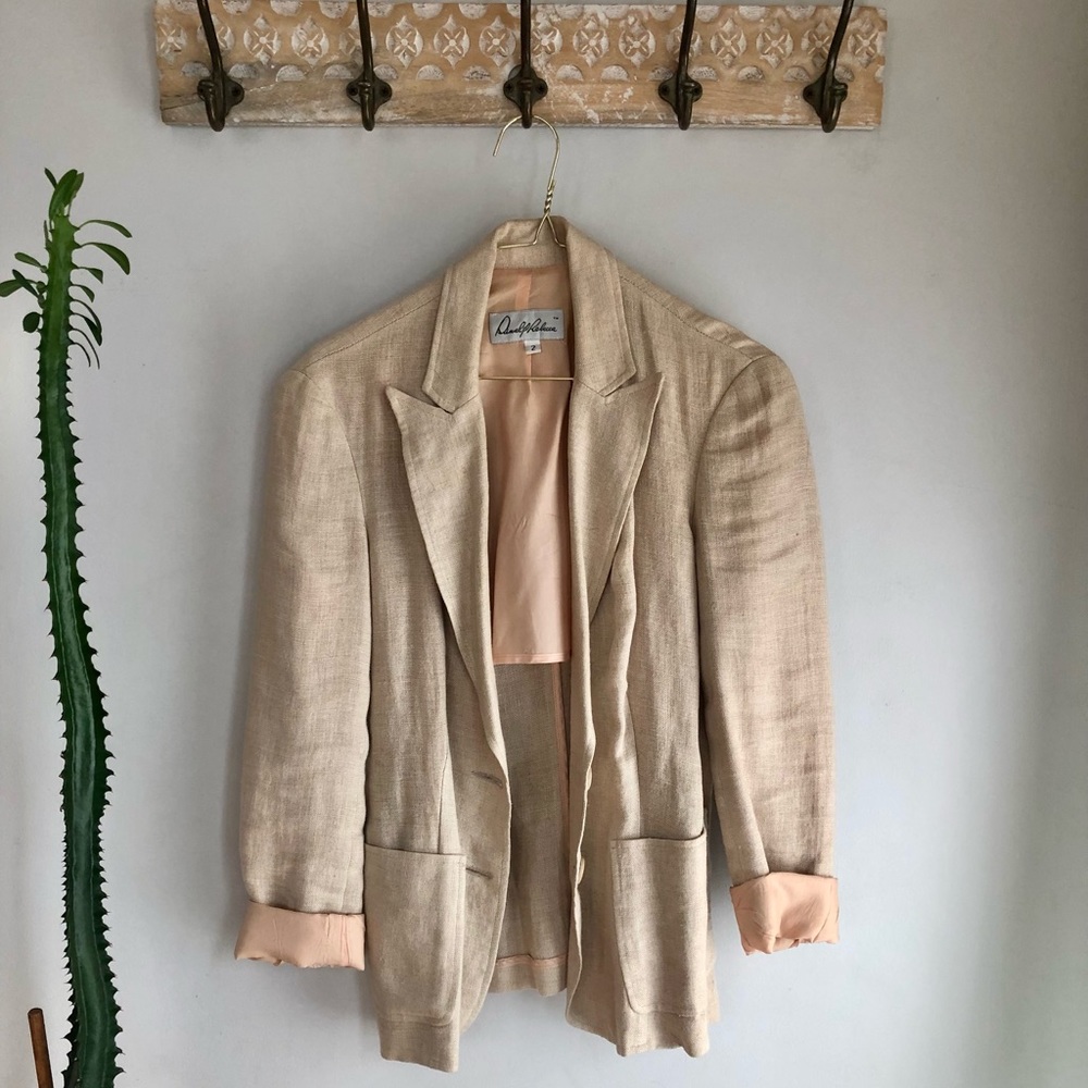 Vintage cream colored linen blazer